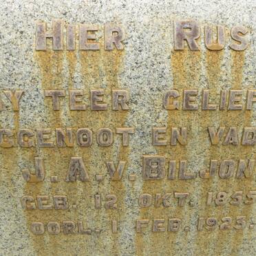 BILJON J.A., van 1855-1925