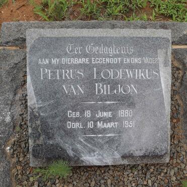 BILJON Petrus Lodewikus, van 1880-1951