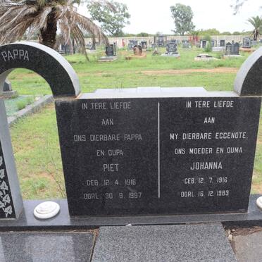 BARNARD Piet 1916-1987 &amp; Johanna 1916-1983 