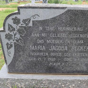 BECKER Maria Jacoba voorheen BOTES nee EKSTEEN 1900-1968