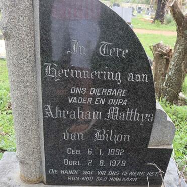 BILJON Abraham Matthys, van 1892-1979