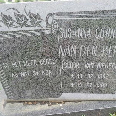 BERG Susanna Cornelia, van den nee VAN NIEKERK 1902-1989