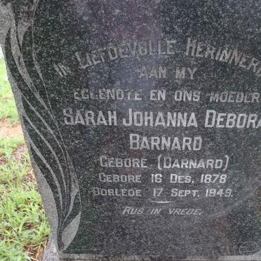 BARNARD Sarah Johanna Debora nee BARNARD 1878-1949