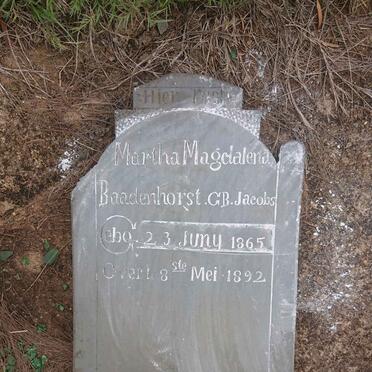 BAADENHORST Martha Magdalena nee JACOBS 1865-1892