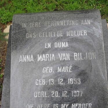 BILJON Anna Maria, van nee MARE 1893-1977