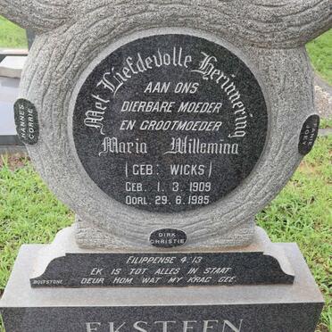 EKSTEEN Maria Willemina nee WICKS 1909-1985