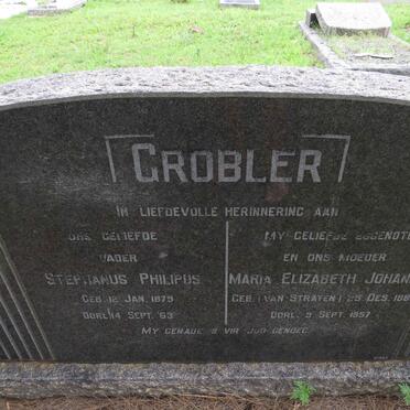 GROBLER Stephanus Philipus 1879-1963 &amp; Maria Elizabeth Johanna VAN STRATEN 1886-1957