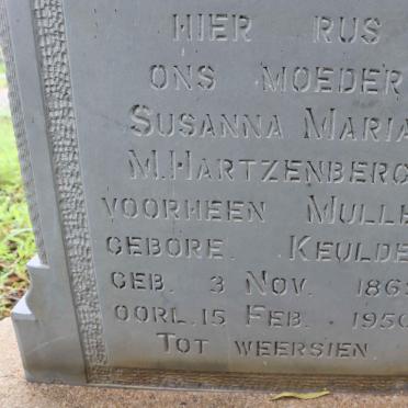 HARTZENBERG Susanna Maria M. voorheen MULLER nee KEULDER 1869-1950