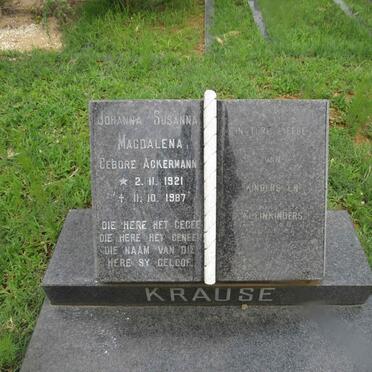 KRAUSE Johanna Susanna Magdalena nee ACKERMANN 1921-1987