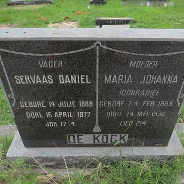 KOCK Servaas Daniel, de 1889-1977 &amp; Maria Johanna CONRADIE 1889-1936