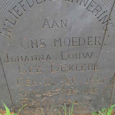 LOUW Johanna nee DE KLERK 1857-1922