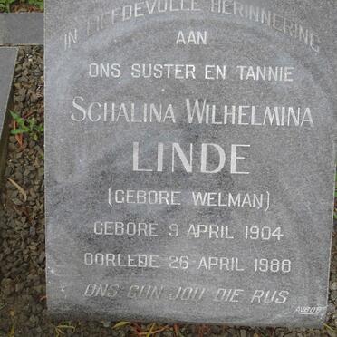 LINDE Schalina Wilhelmina nee WELMAN 1904-1988