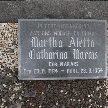 MARAIS Martha Aletta Catharina nee MARAIS 1864-1954