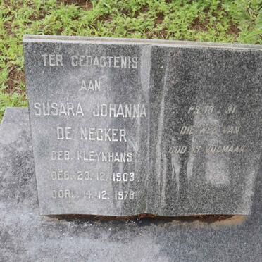 NECKER Susara Johanna, de nee KLEYNHANS 1903-1978