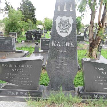NAUDÉ David Frederick  1929-1974 &amp; Maria Jacoba 1936-2012