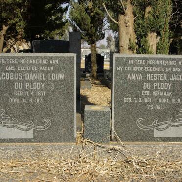 PLOOY Jacobus Daniel Louw, du 1871-1971 &amp; Anna Hester Jacoba VERMAAK 1881-1961