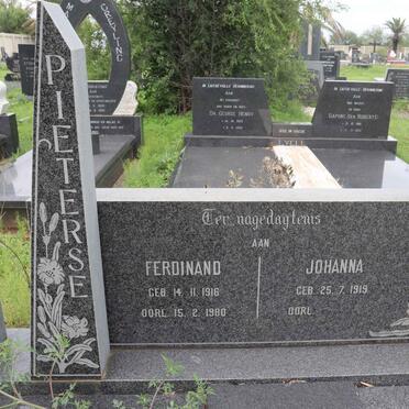 PIETERSE Ferdinand 1916-1980 &amp; Johanna 1919-