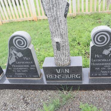 RENSBURG Andries, van 1938-1993 &amp; Annatjie 1938-