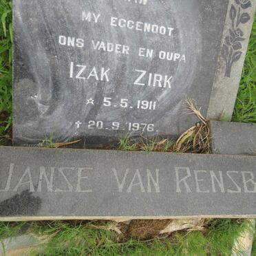 RENSBURG Izak Zirk, Janse van 1911-1976