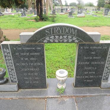 STRYDOM Jacobus Frederick Schoonraad 1881-1965 &amp; Johanna Herculina Isabella BOTHA 1884-1969