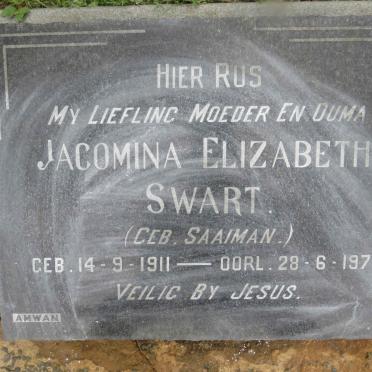SWART Jacomina Elizabeth nee SAAIMAN 1911-1970