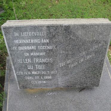 TOIT Helen Francis, du nee V.D. WALT 1917-1958