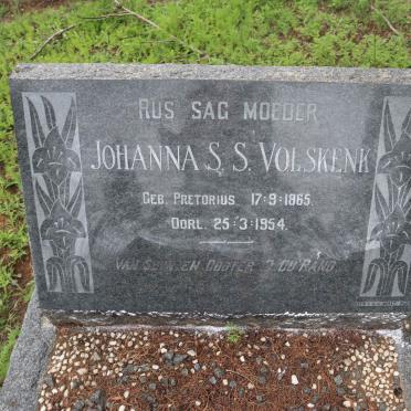 VOLSKENK Johanna S.S. nee PRETORIUS 1865-1954
