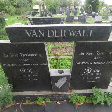WALT Org, van der 1934-1976 &amp; Babie 1937-1994