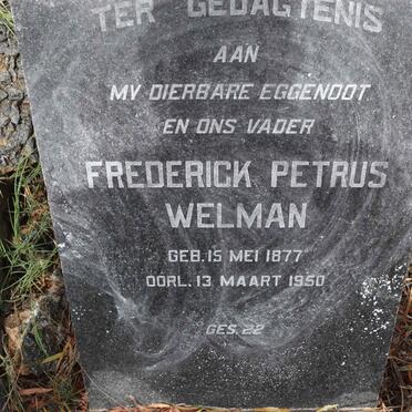 WELMAN Frederick Petrus 1877-1950