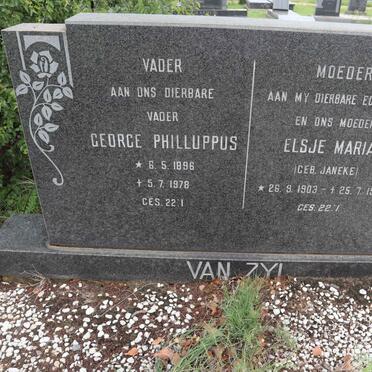 ZYL George Philluppus, van 1896-1978 &amp; Elsje Maria JANEKE 1903-1975