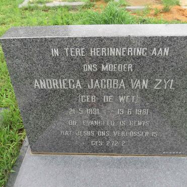ZYL Andrieca Jacoba, van nee DE WET 1891-1981