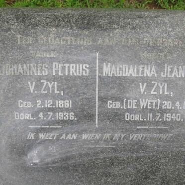 ZYL Johannes Petrus, van 1861-1936 &amp; Magdalena Jeanetta DE WET 1967-1940