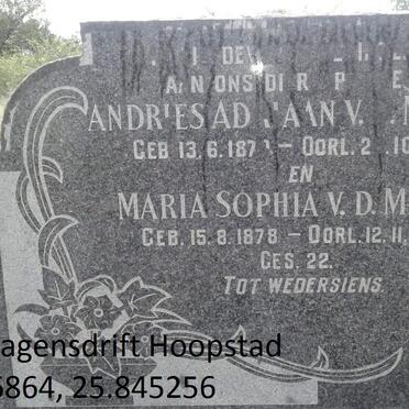 MERWE Andries Adriaan, van der 1870-1955 &amp; Maria Sophia SAAIMAN 1878-1953