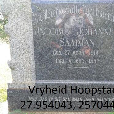 SAAIMAN Jacobus Johannes 1914-1952