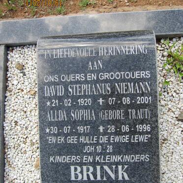 BRINK David Stephanus Niemann 1920-2001 &amp; Alida Sophia TRAUT 1917-1996