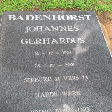 BADENHORST Johannes Gerhardus 1924-2001
