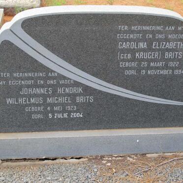 BRITS Johannes Hendrik Wilhelmus Michiel 1923-2004 &amp; Carolina Elizabeth KRUGER 1922-1994