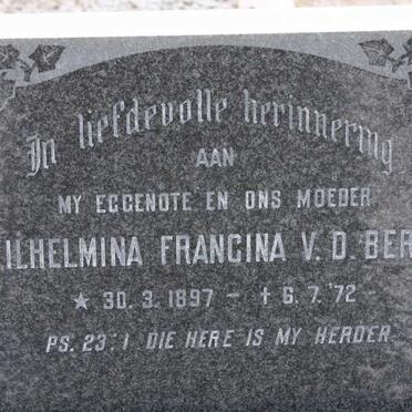 BERGH Wilhelmina Francina, v.d. 1897-1972