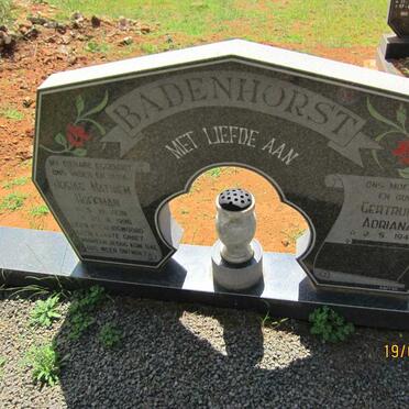 BADENHORST Josias Mathiem Hoffman 1938-1996 &amp; Gertruida Adriana 1941-