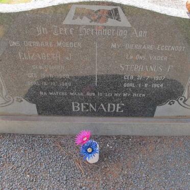 BENADE Stephanus F. 1907-1964 &amp; Elizabeth J. 1909-1988