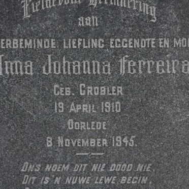FERREIRA Anna Johanna nee GROBLER 1910-1945