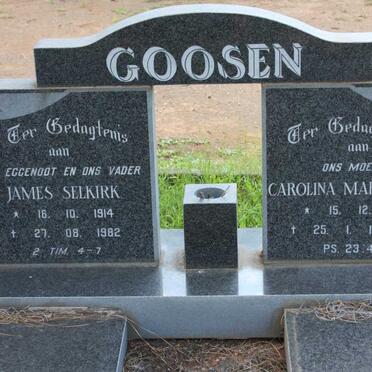 GOOSEN James Selkirk 1914-1982 &amp; Carolina Margaretha 1917-1990