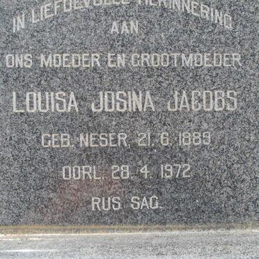 JACOBS Louisa Josina nee NESER 1889-1972