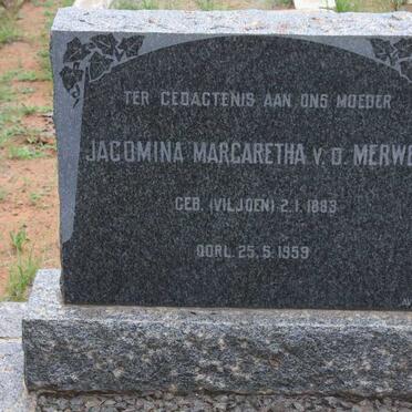 MERWE Jacomina Margaretha, v.d. nee VILJOEN 1883-1959