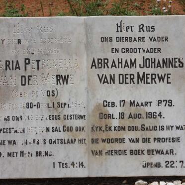 MERWE Abraham Johannes, v.d. 1879-1964 &amp; Maria Petronella DE VOS 1880-1944