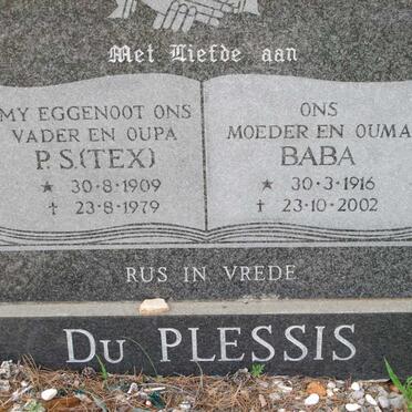 PLESSIS P.S., du 1909-1979 &amp; Baba 1916-2002