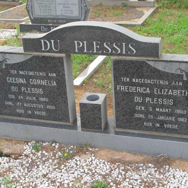 PLESSIS Geesina Cornelia, du 1885-1980 :: DU PLESSIS Frederica Elizabeth 1903-1983