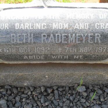 RADEMEYER Beth 1892-1978