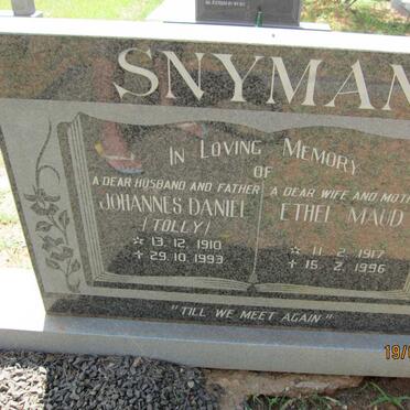 SNYMAN Johannes Daniel 1910-1993 &amp; Ethel Maud 1917-1996