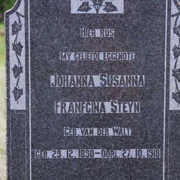 STEYN Johanna Susanna Franfcina nee V.D. WALT 1890-1918